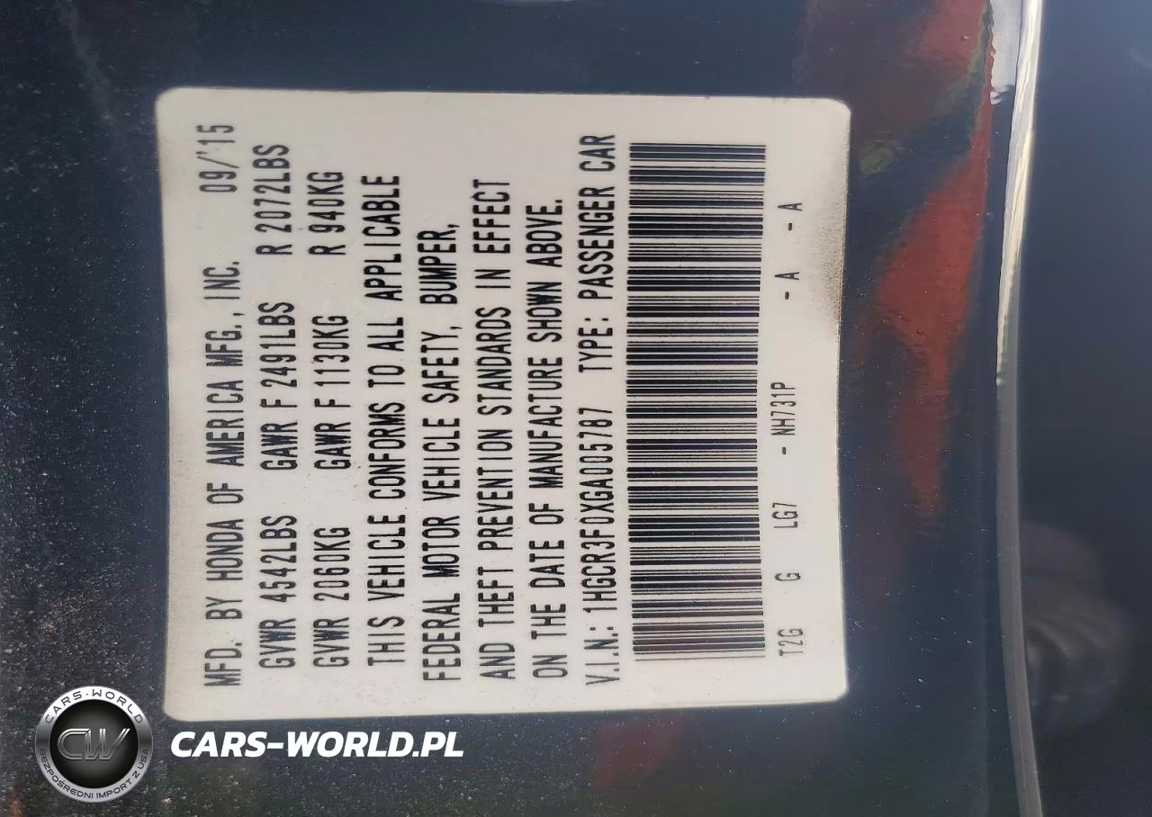 2016 Honda Accord Exl VIN:1HGCR3F0XGA005787 - 12