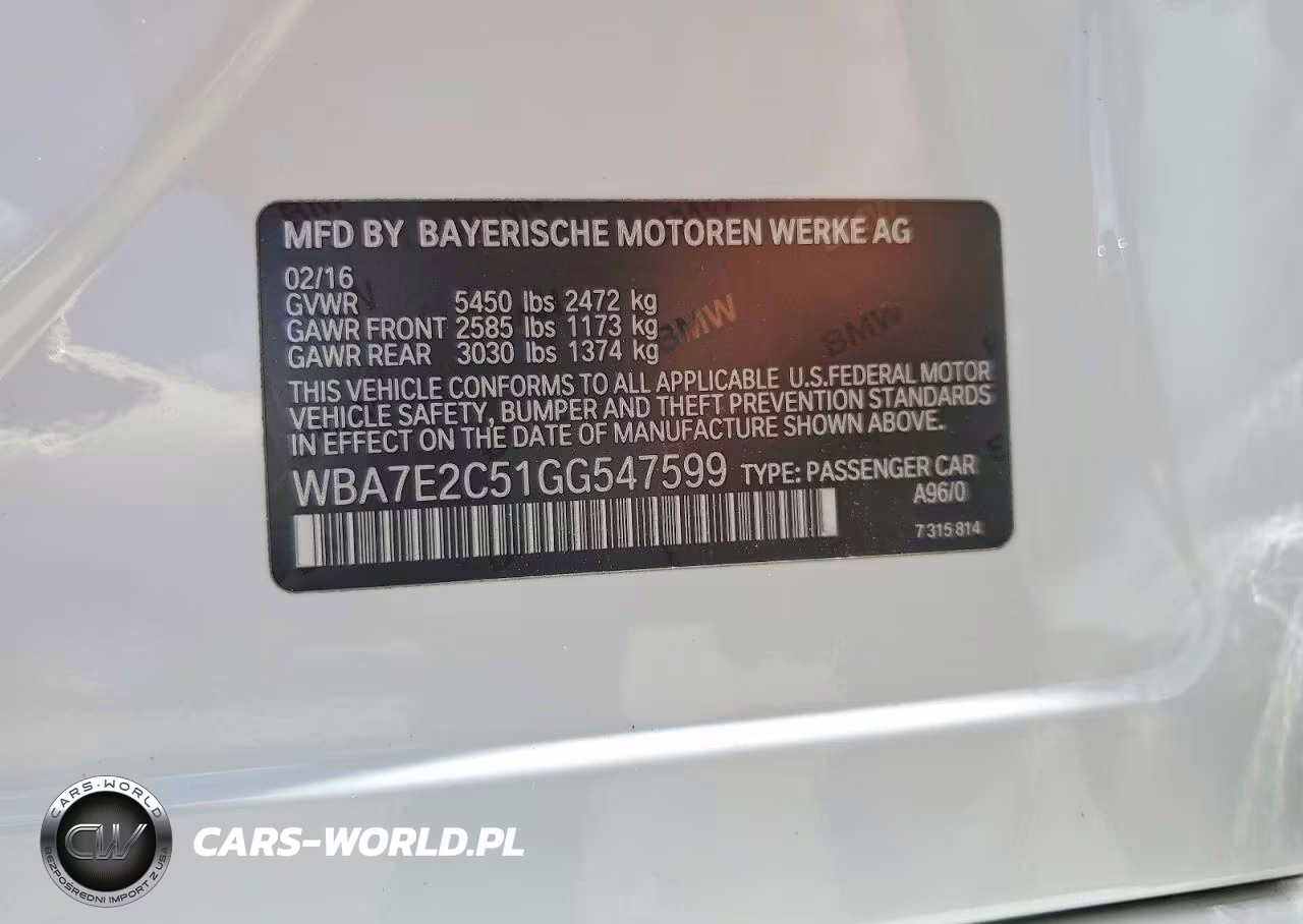 2016 BMW 740 I VIN:WBA7E2C51GG547599 - 12