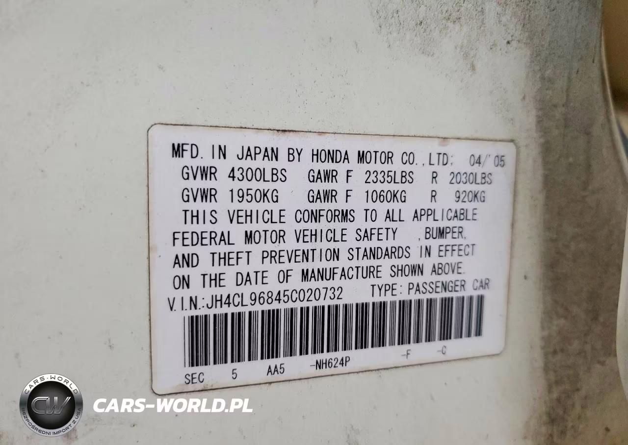 2005 Acura Tsx VIN:JH4CL96845C020732 - 12