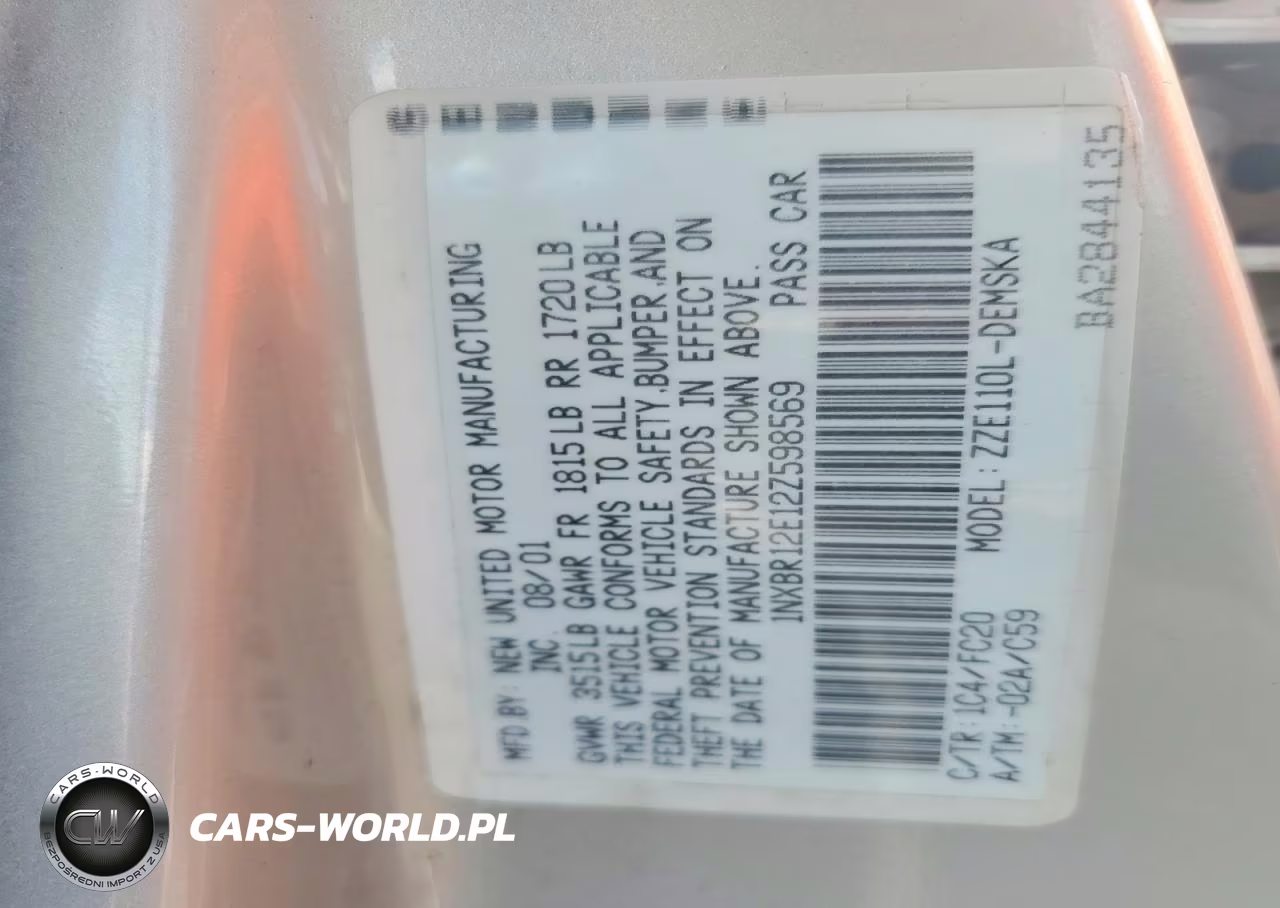 2002 Toyota Corolla S VIN:1NXBR12E12Z598569 - 12