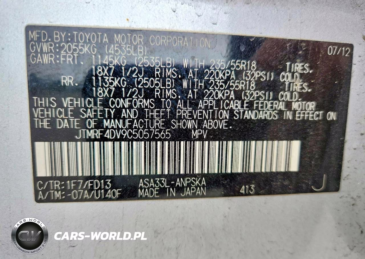 2012 Toyota Rav4 Sport VIN:JTMRF4DV9C5057565 - 13