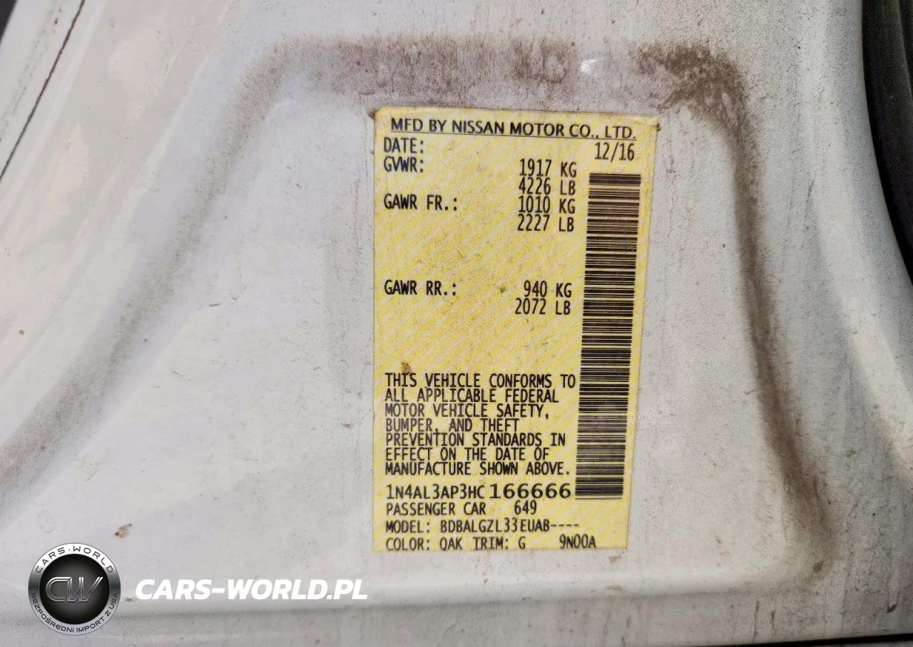 2017 Nissan Altima 2.5 S VIN:1N4AL3AP3HC166666 - 13