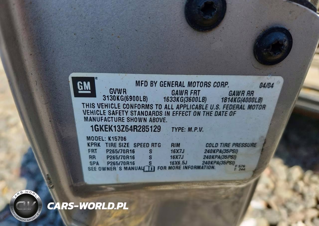 2004 GMC Yukon VIN:1GKEK13Z64R285129 - 12