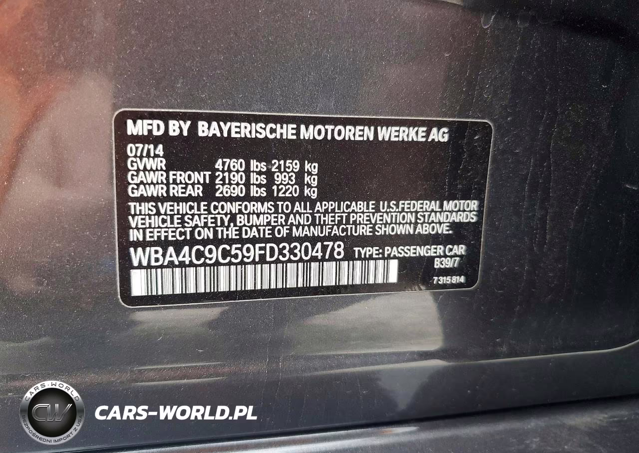 2015 BMW 428 Xi Gran Coupe Sulev VIN:WBA4C9C59FD330478 - 12