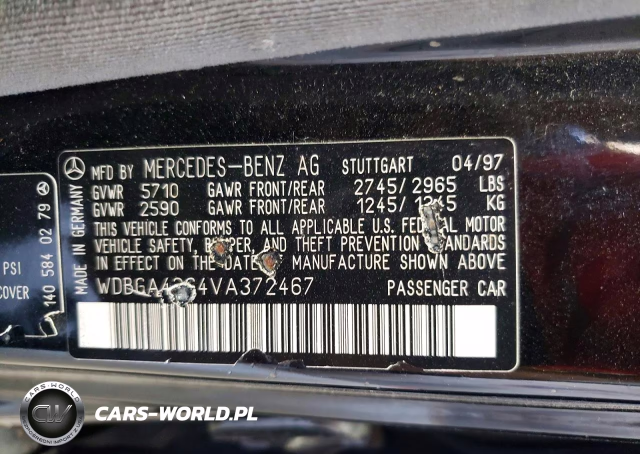 1997 Mercedes-Benz S 420 VIN:WDBGA43G4VA372467 - 12