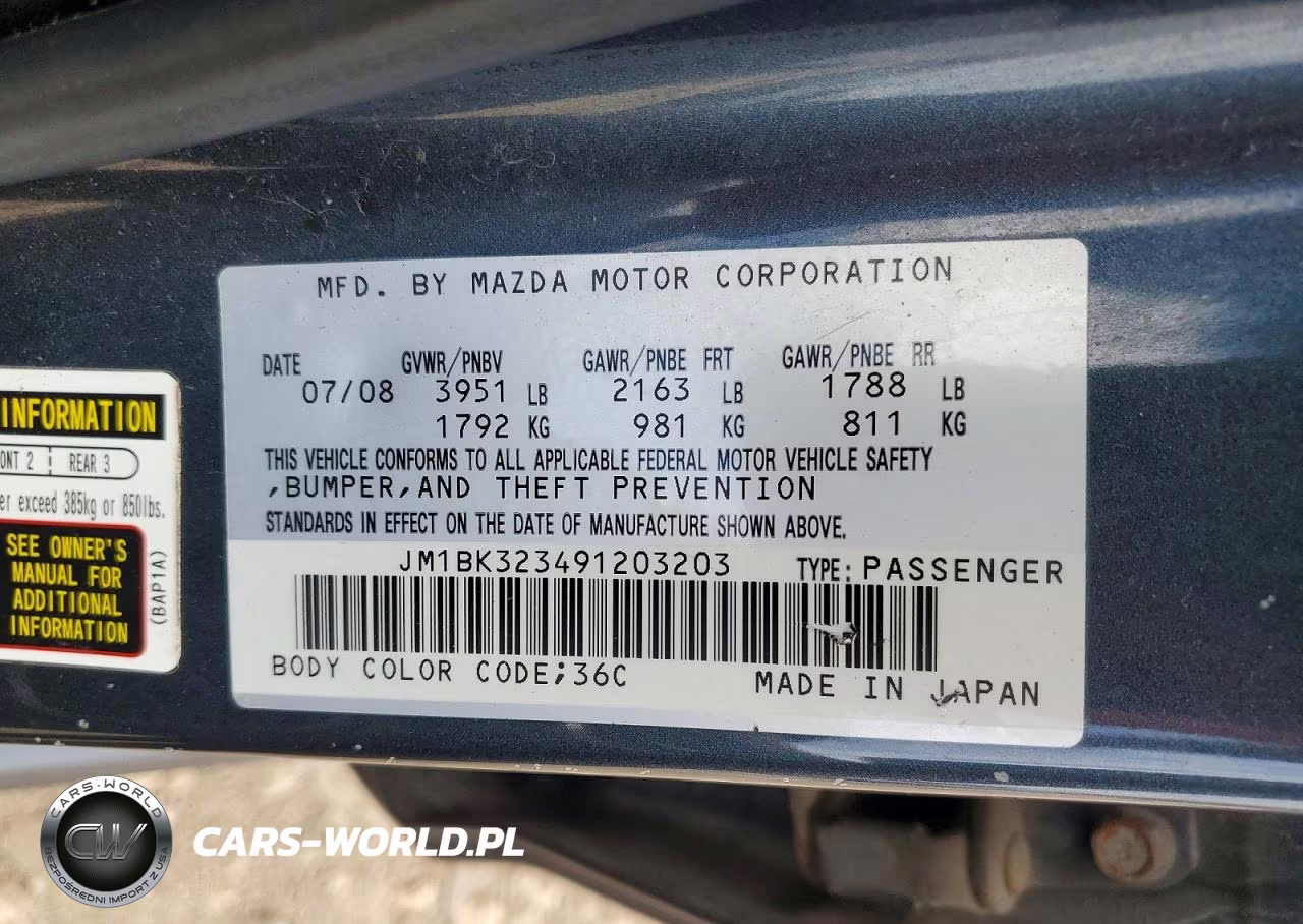 2009 Mazda 3 S VIN:JM1BK323491203203 - 12