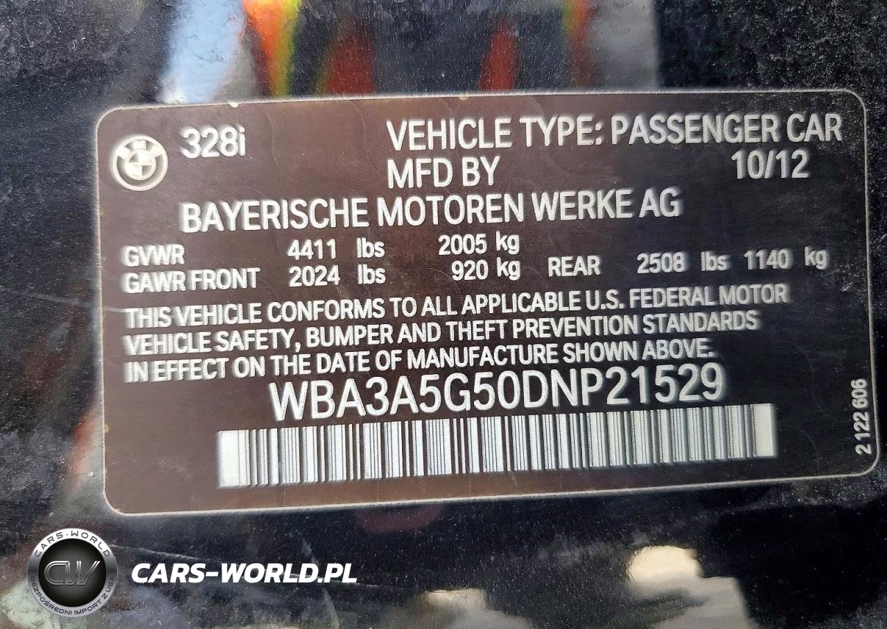 2013 BMW 328 I VIN:WBA3A5G50DNP21529 - 12