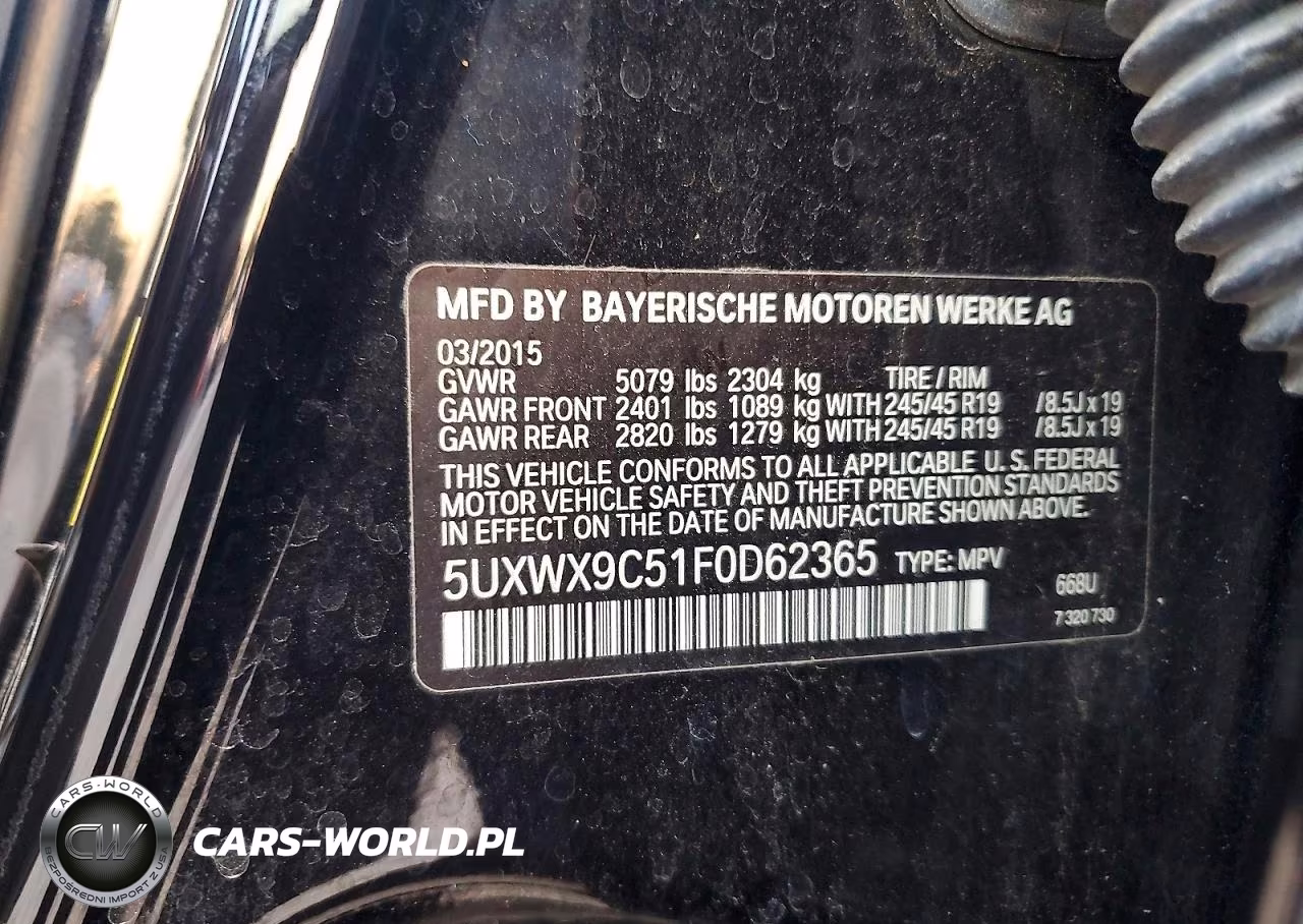2015 BMW X3 xDrive28I VIN:5UXWX9C51F0D62365 - 13