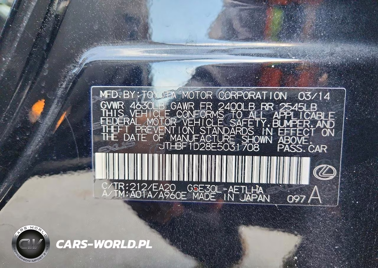 2014 Lexus Is 250 VIN:JTHBF1D28E5031708 - 12
