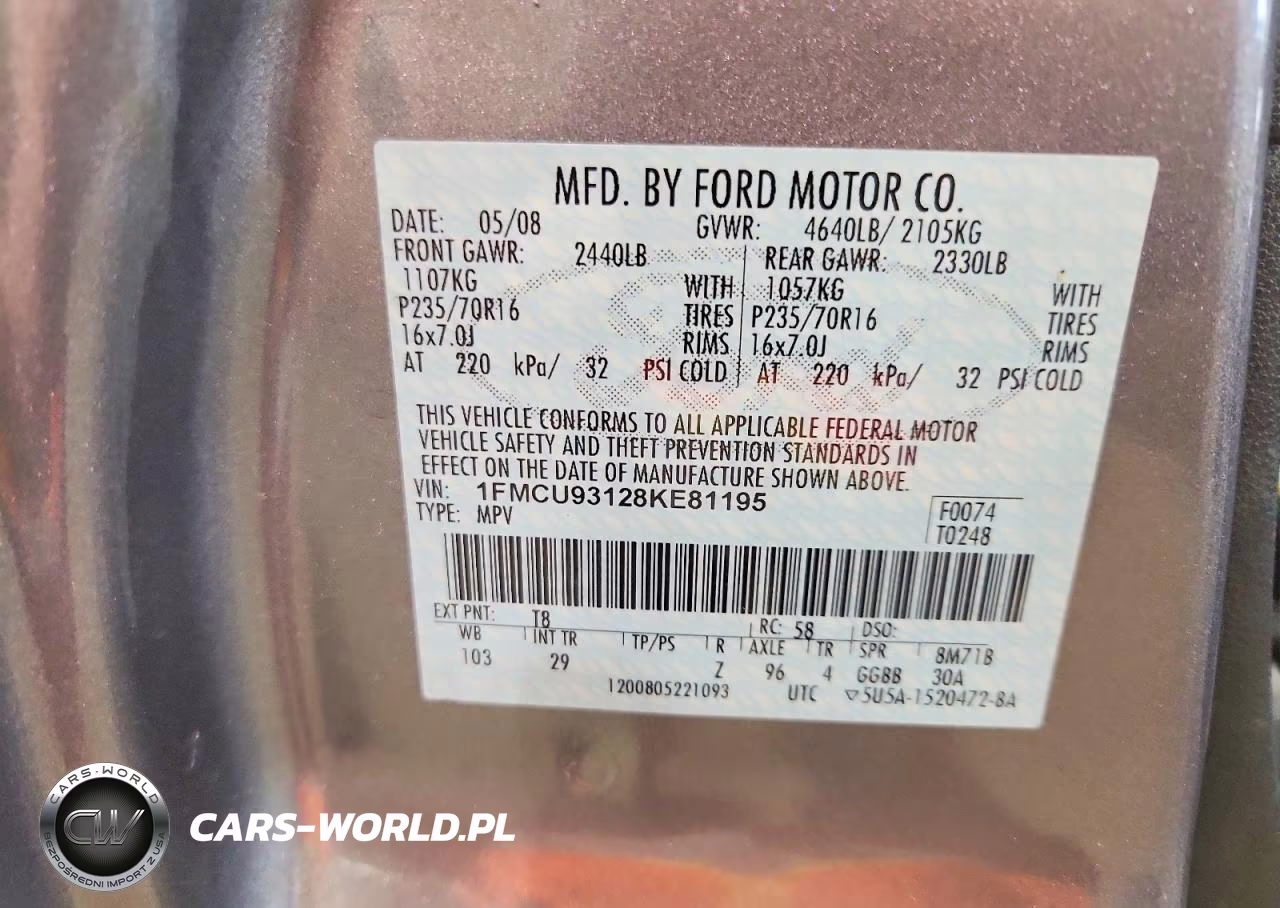 2008 Ford Escape Xlt VIN:1FMCU93128KE81195 - 14