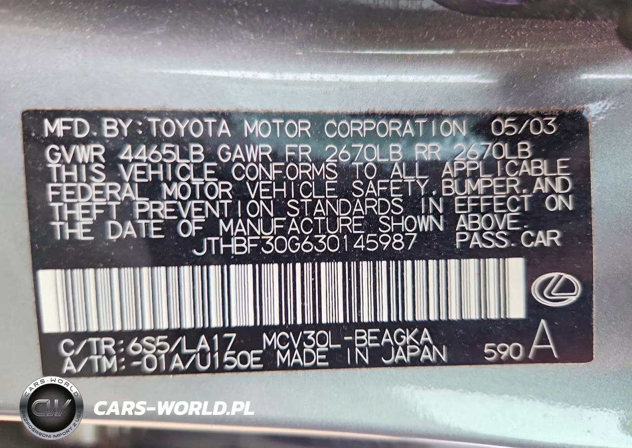 2003 Lexus Es 300 VIN:JTHBF30G630145987 - 12