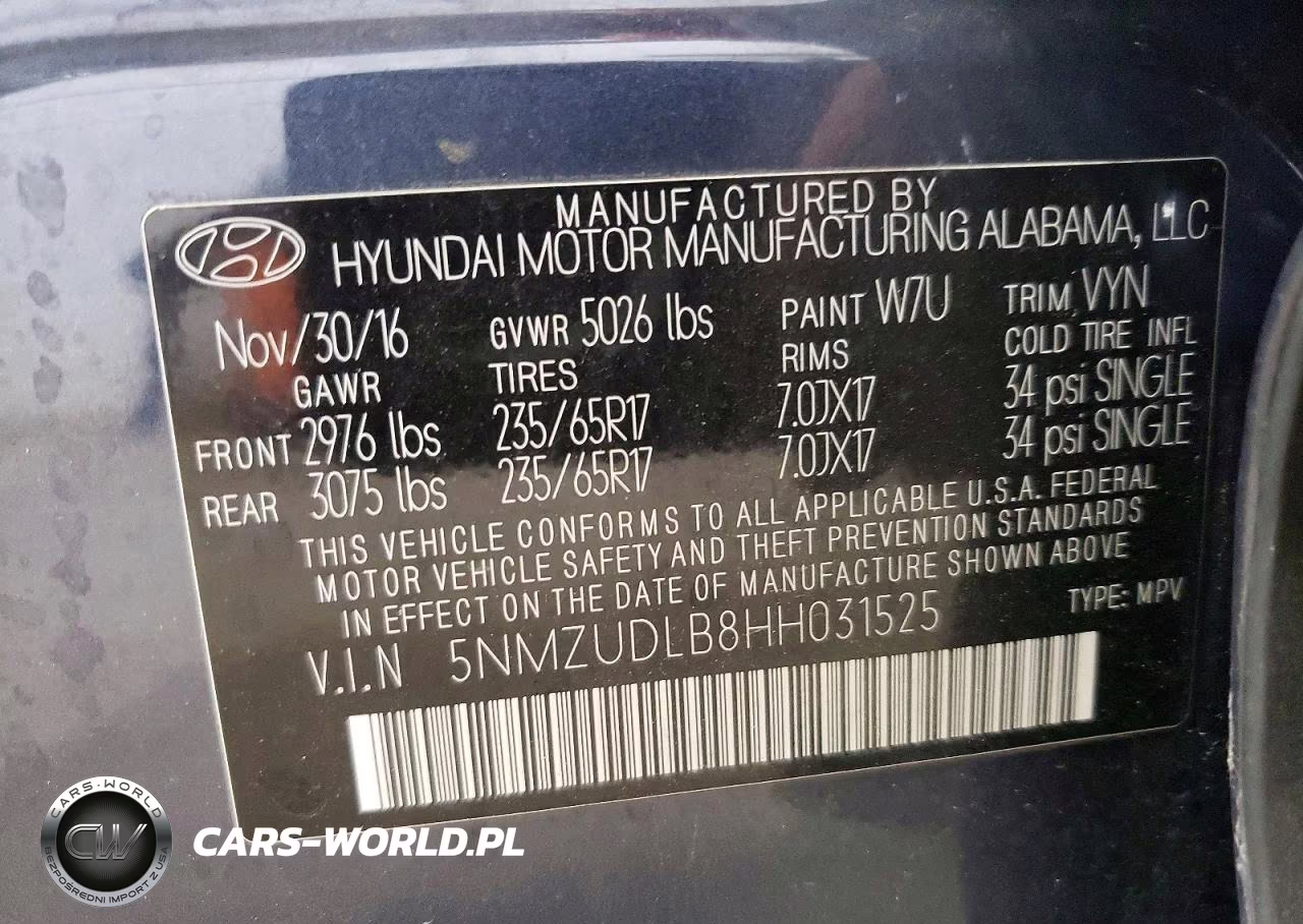 2017 Hyundai Santa Fe Sport 2.4L VIN:5NMZUDLB8HH031525 - 13