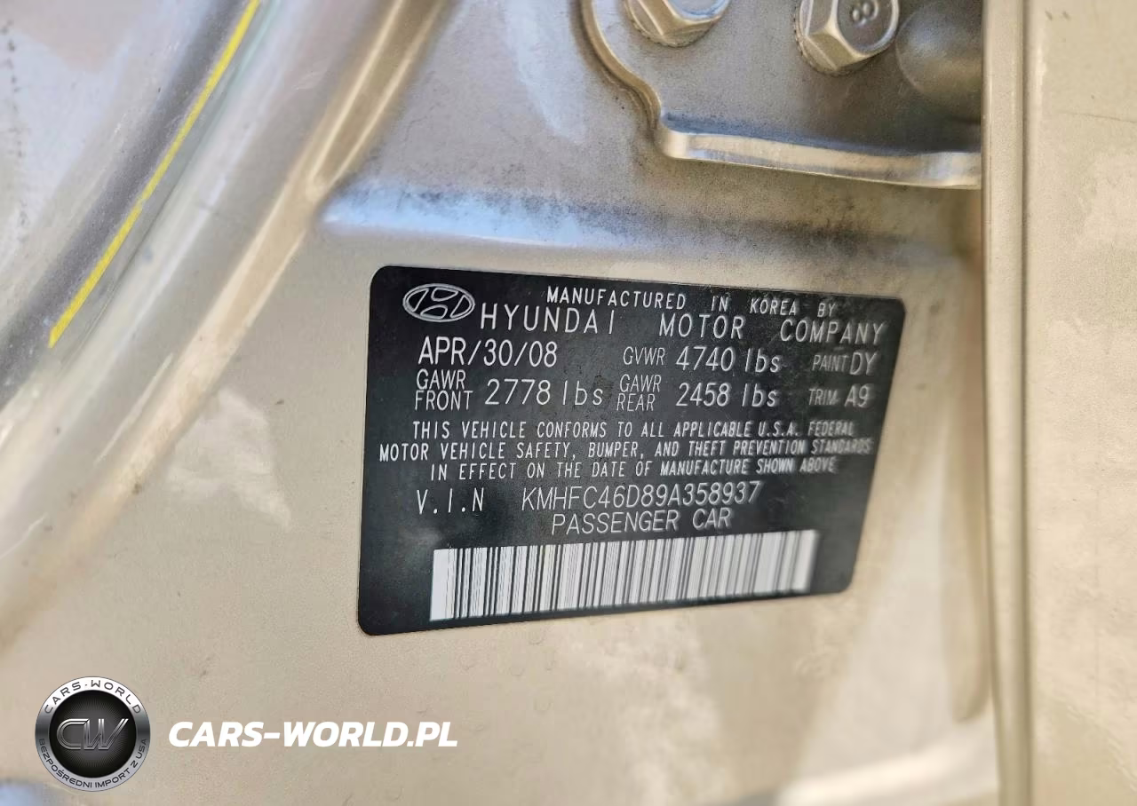 2009 Hyundai Azera Gls VIN:KMHFC46D89A358937 - 12