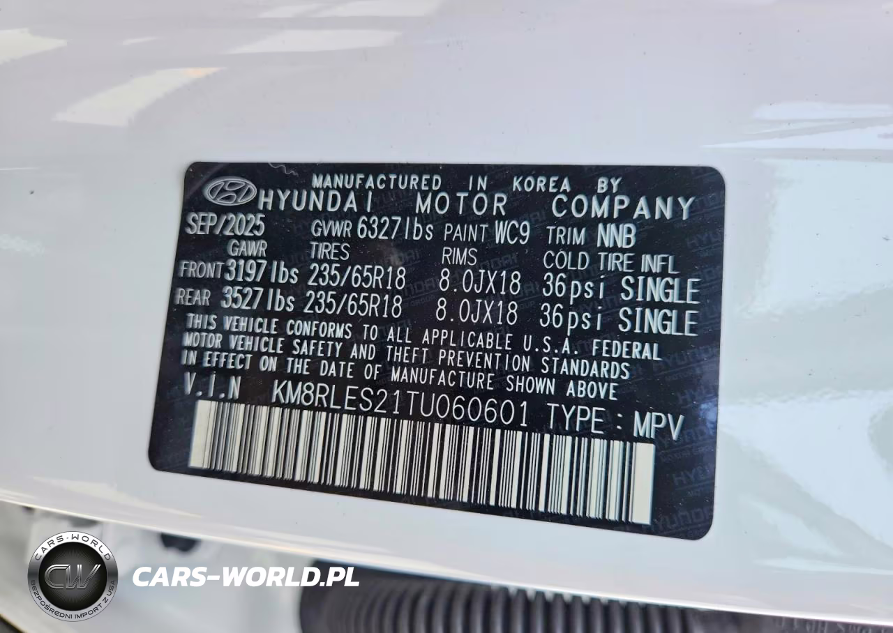 2026 Hyundai Palisade Sel VIN:KM8RLES21TU060601 - 13