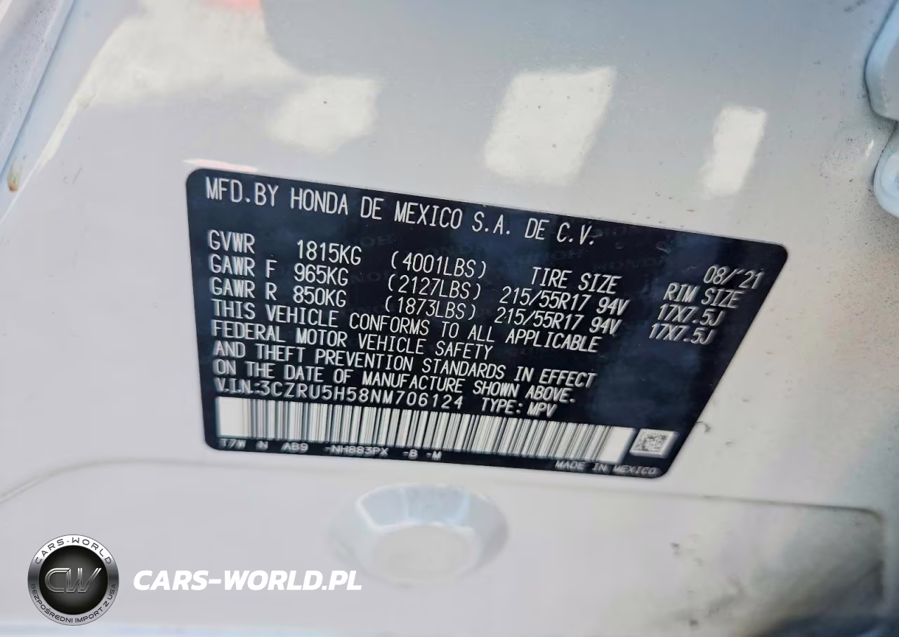 2022 Honda Hr-V Ex VIN:3CZRU5H58NM706124 - 13