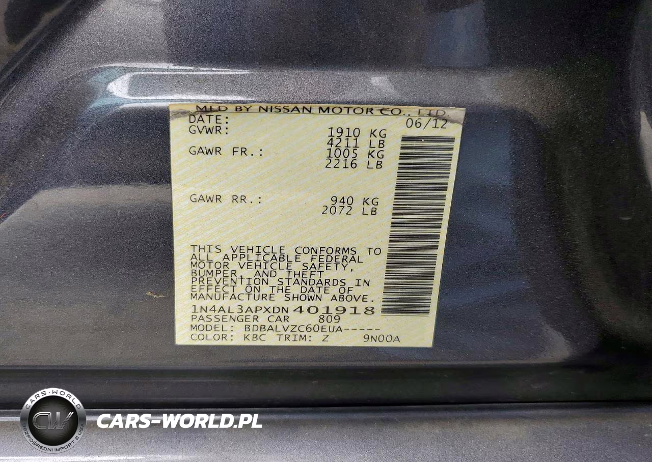 2013 Nissan Altima 2.5 VIN:1N4AL3APXDN401918 - 12