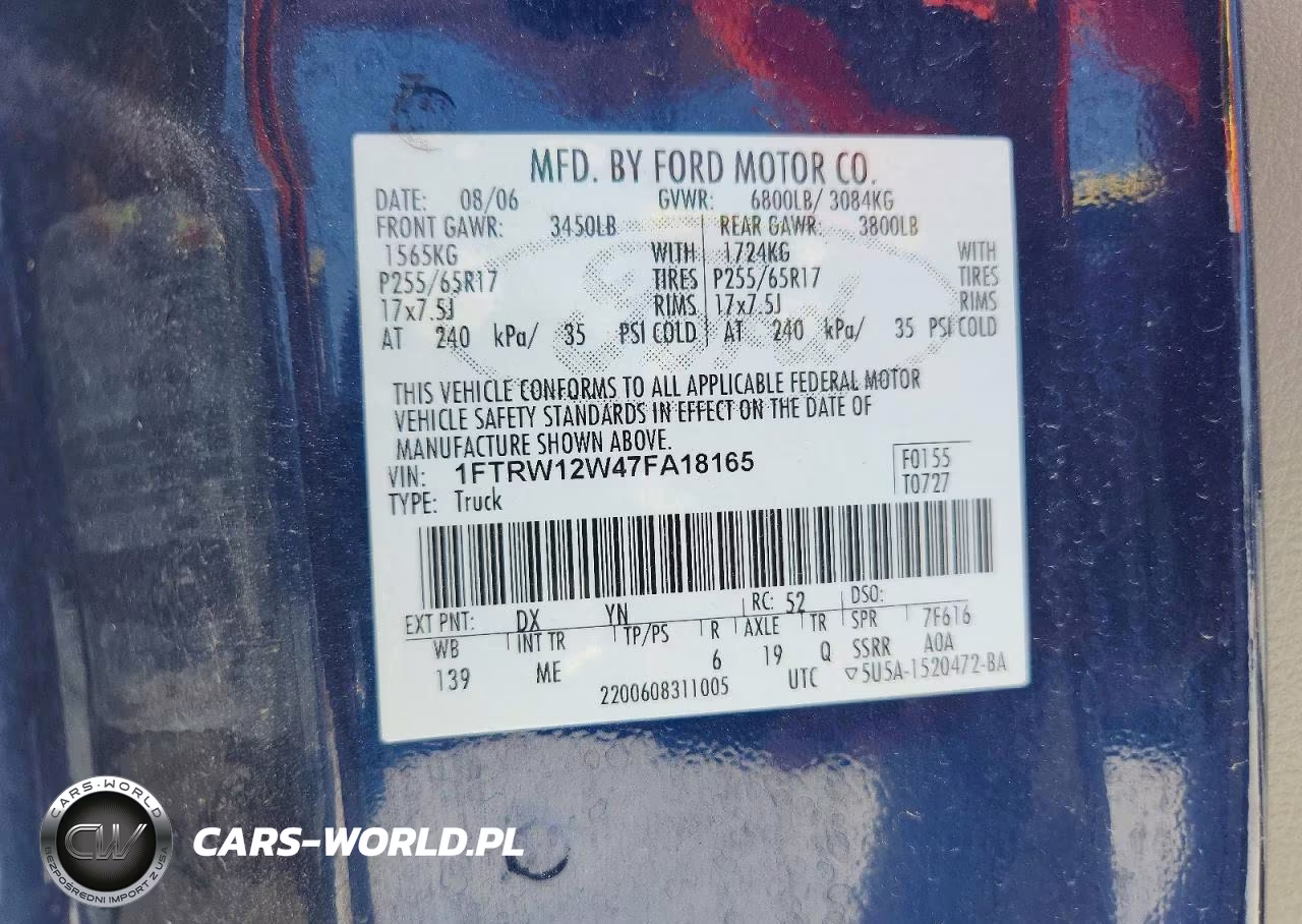 2007 Ford F150 Supercrew VIN:1FTRW12W47FA18165 - 13