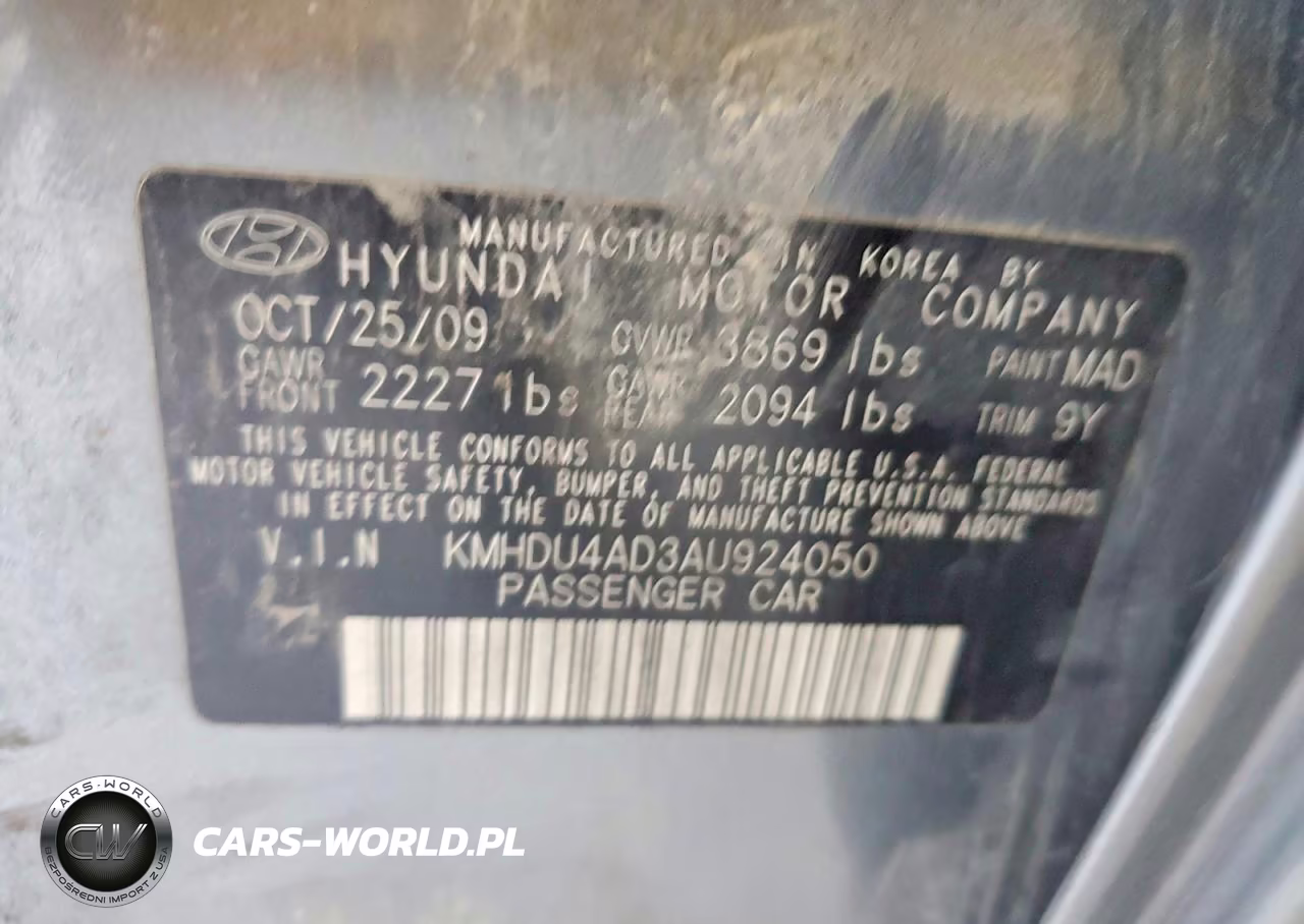 2010 Hyundai Elantra Gls VIN:KMHDU4AD3AU924050 - 12