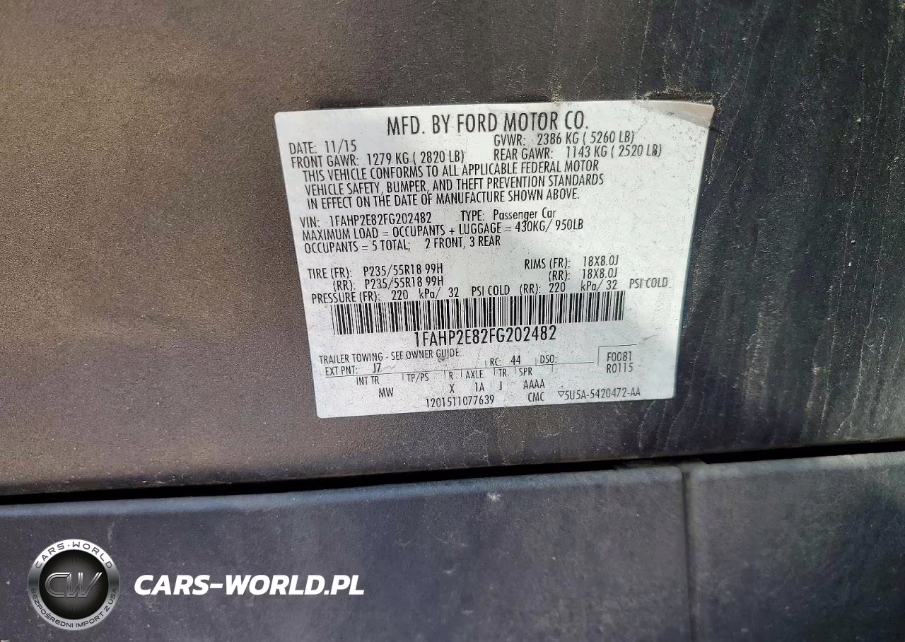 2015 Ford Taurus Sel VIN:1FAHP2E82FG202482 - 12