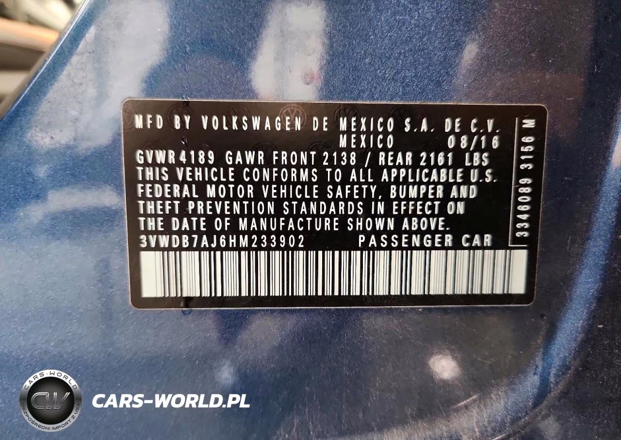 2017 Volkswagen Jetta Se VIN:3VWDB7AJ6HM233902 - 12