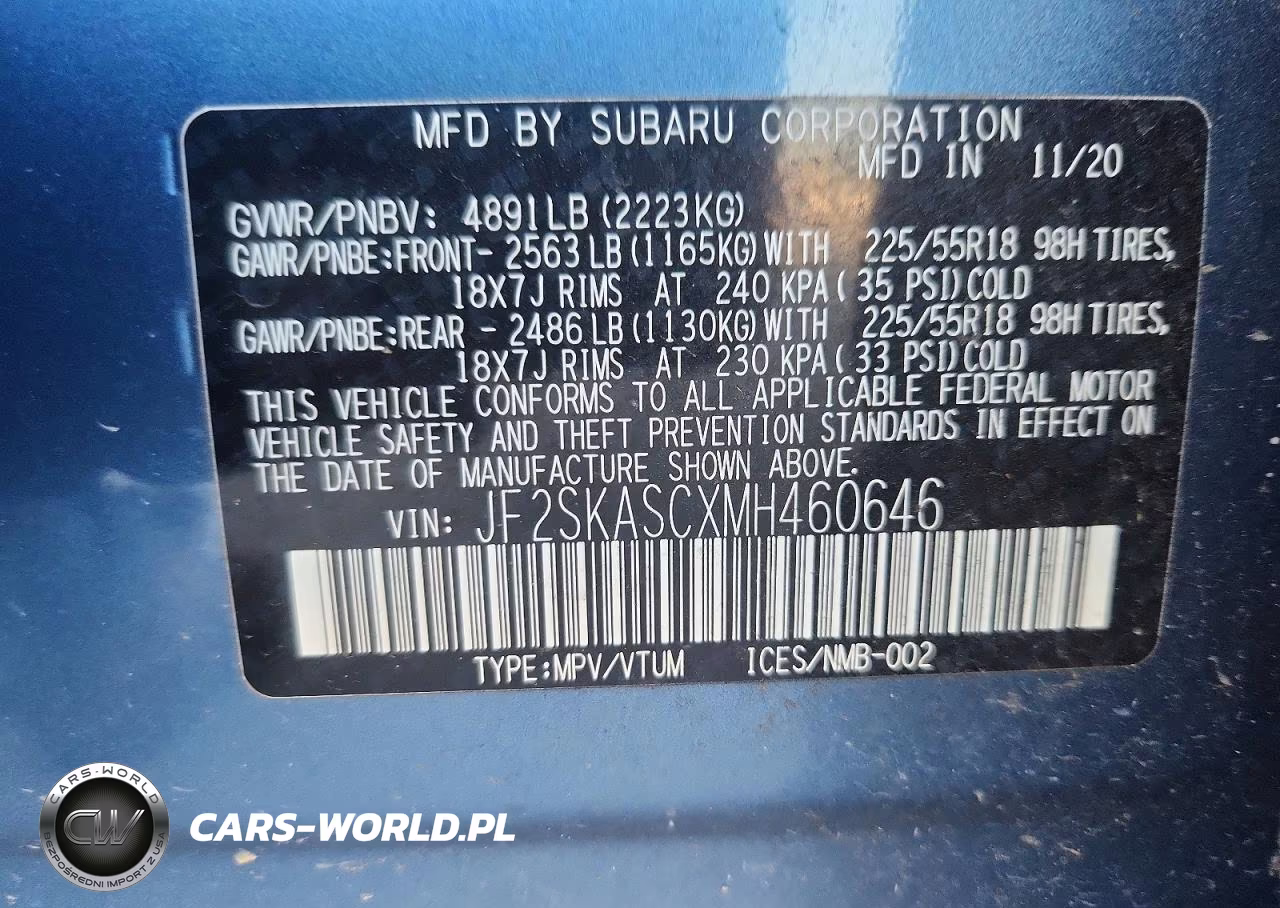 2021 Subaru Forester Limited VIN:JF2SKASCXMH460646 - 13