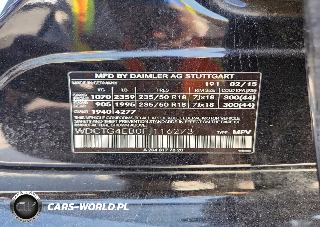 2015 Mercedes-Benz Gla 250 VIN:WDCTG4EB0FJ116273 - 13