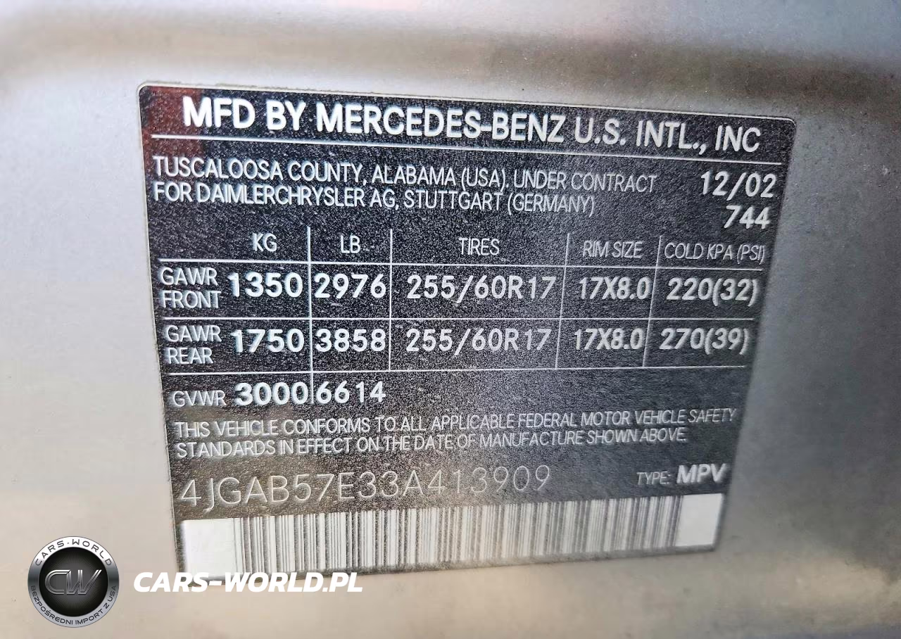 2003 Mercedes-Benz Ml 350 VIN:4JGAB57E33A413909 - 13