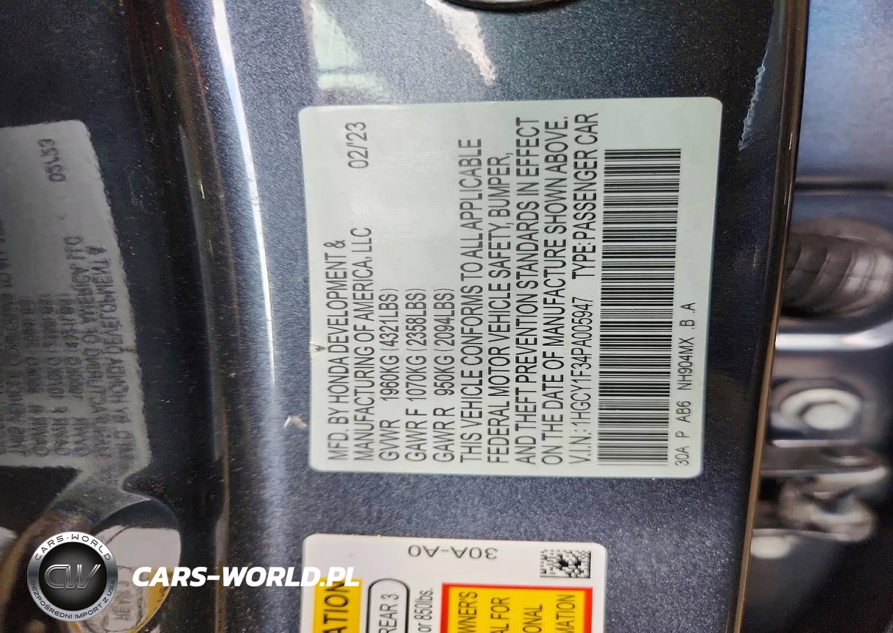 2023 Honda Accord Ex VIN:1HGCY1F34PA005947 - 12