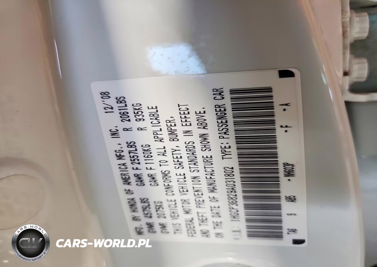 2009 Honda Accord Exl VIN:1HGCP36829A031802 - 12