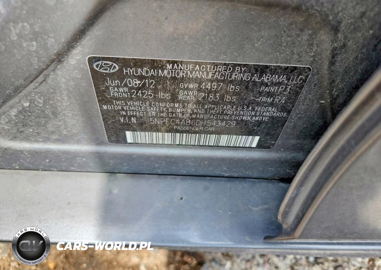 2013 Hyundai Sonata Se 2.0T VIN:5NPEC4AB6DH543429 - 12