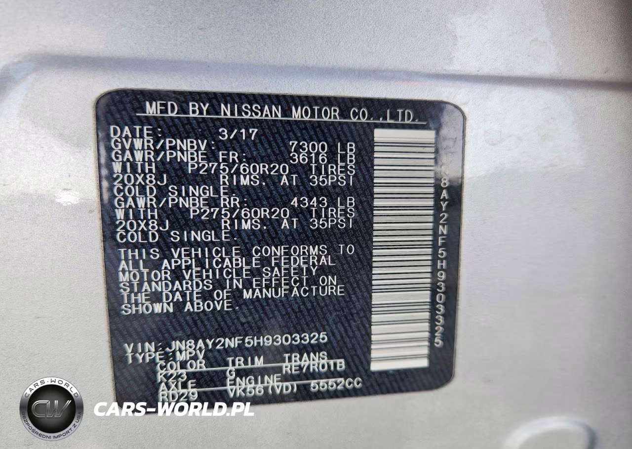 2017 Nissan Armada Platinum VIN:JN8AY2NF5H9303325 - 14