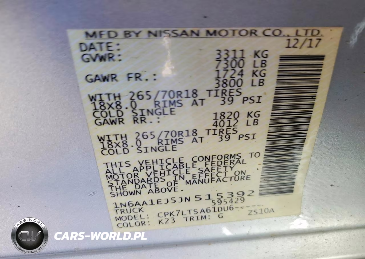2018 Nissan Titan S VIN:1N6AA1EJ5JN515392 - 12