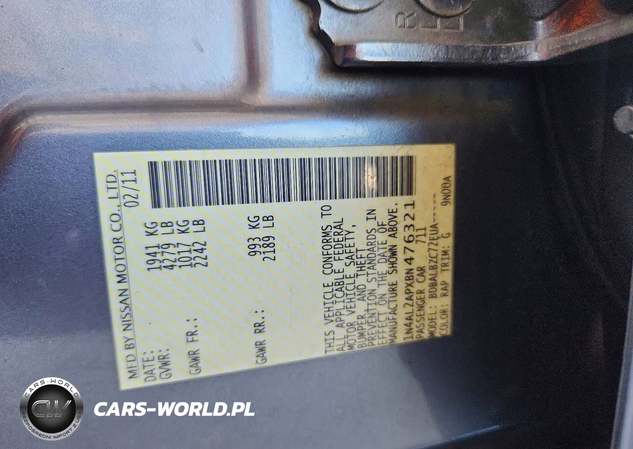 2011 Nissan Altima 2.5 VIN:1N4AL2APXBN476321 - 12