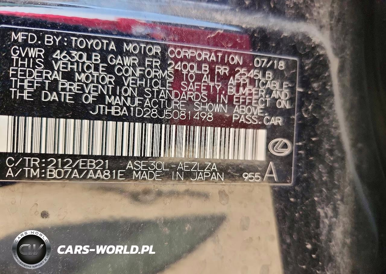 2018 Lexus Is 300 VIN:JTHBA1D28J5081498 - 12
