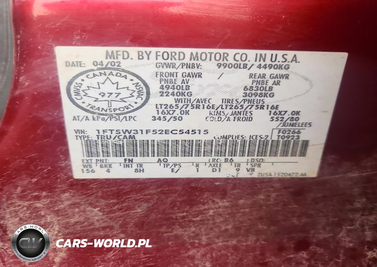 2002 Ford F350 Srw Super Duty VIN:1FTSW31F52EC54515 - 13