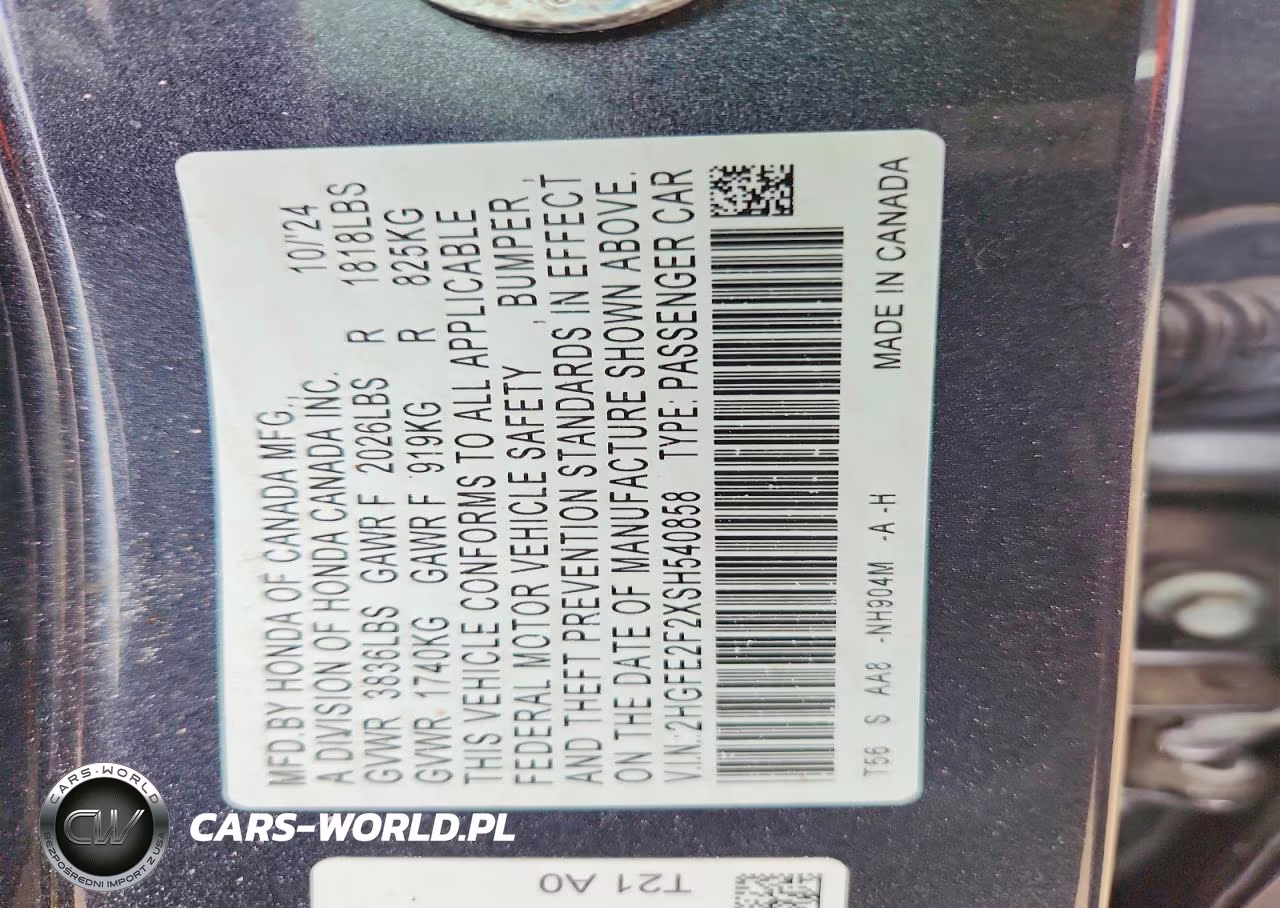 2025 Honda Civic Lx VIN:2HGFE2F2XSH540858 - 12