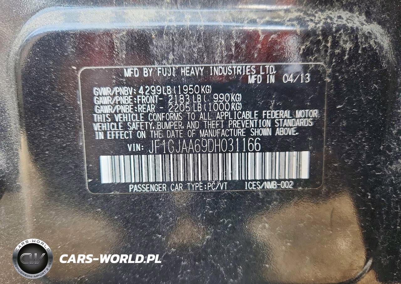 2013 Subaru Impreza VIN:JF1GJAA69DH031166 - 12