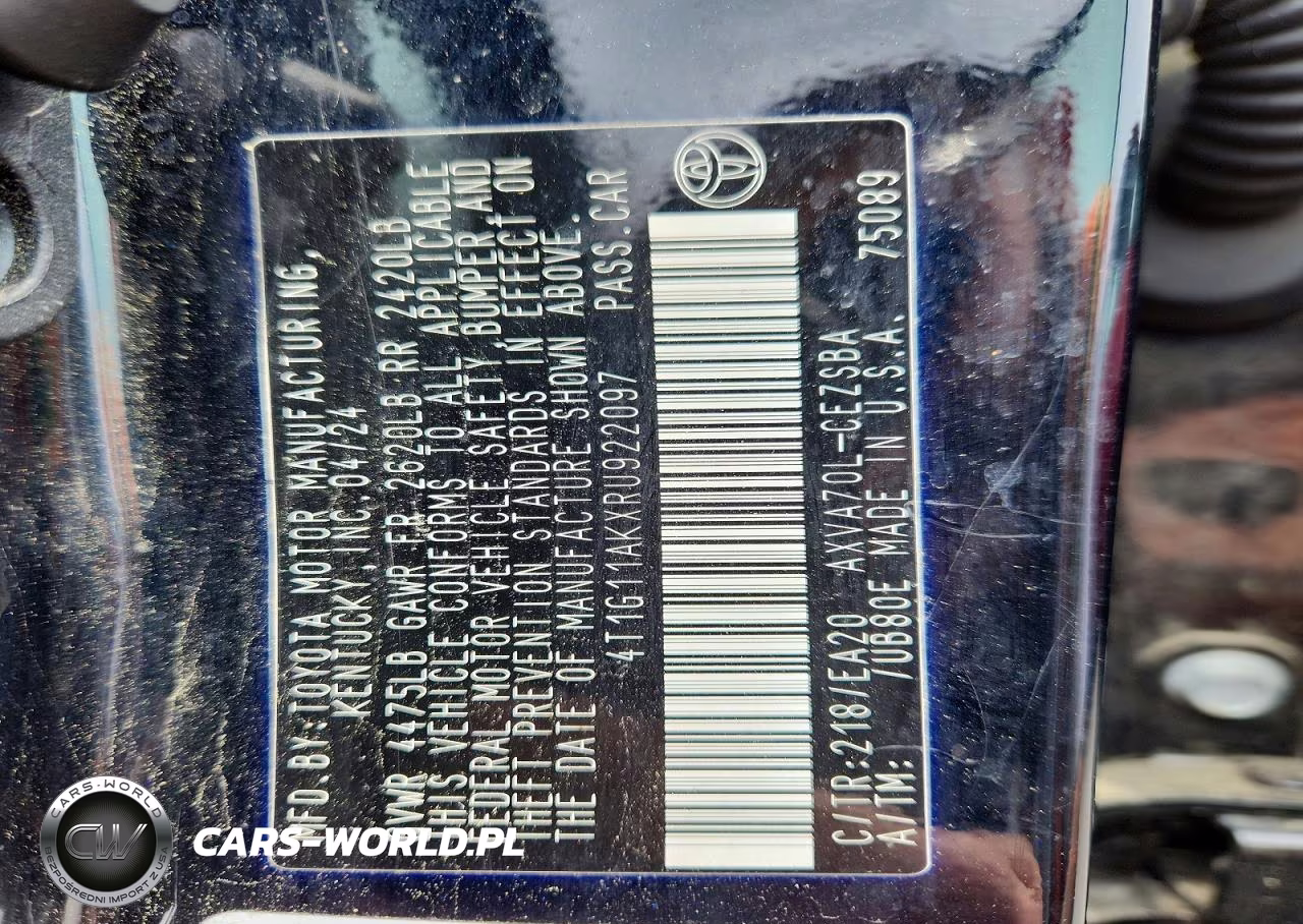 2024 Toyota Camry Se VIN:4T1G11AKXRU922097 - 12