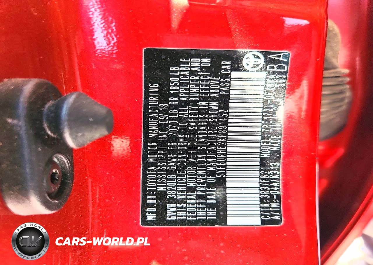 2019 Toyota Corolla Le VIN:5YFBURHE2KP891452 - 12