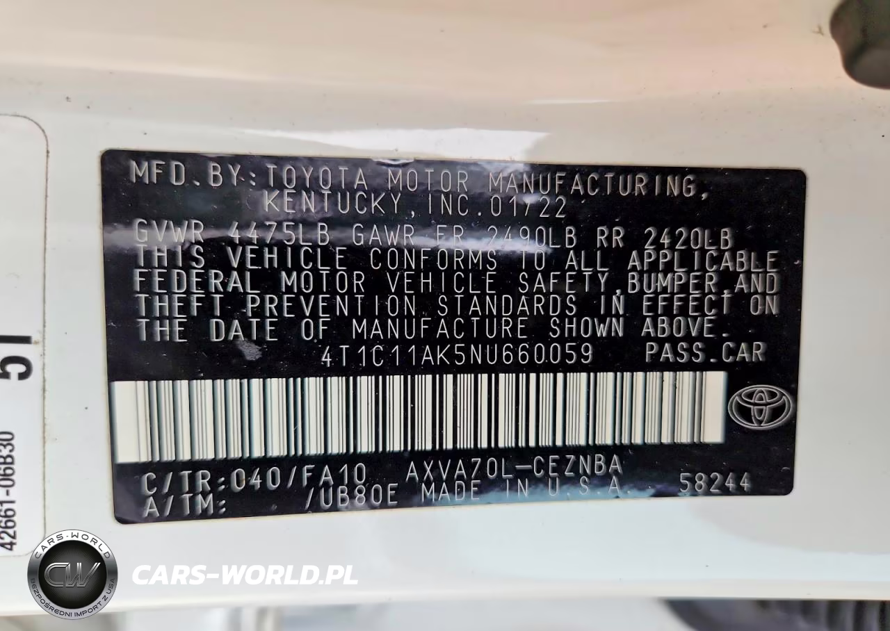 2022 Toyota Camry Le VIN:4T1C11AK5NU660059 - 12