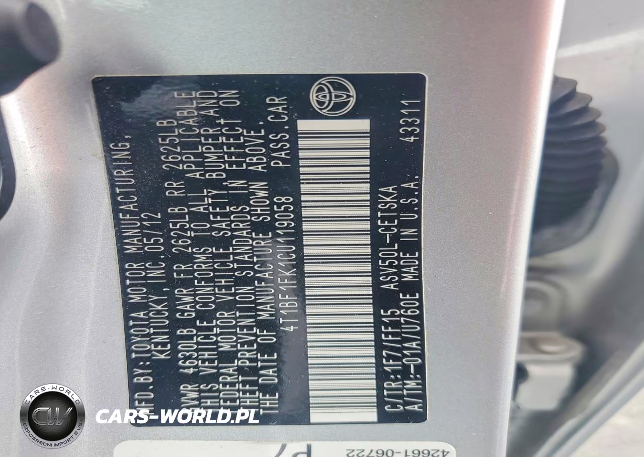 2012 Toyota Camry Se VIN:4T1BF1FK1CU119058 - 13