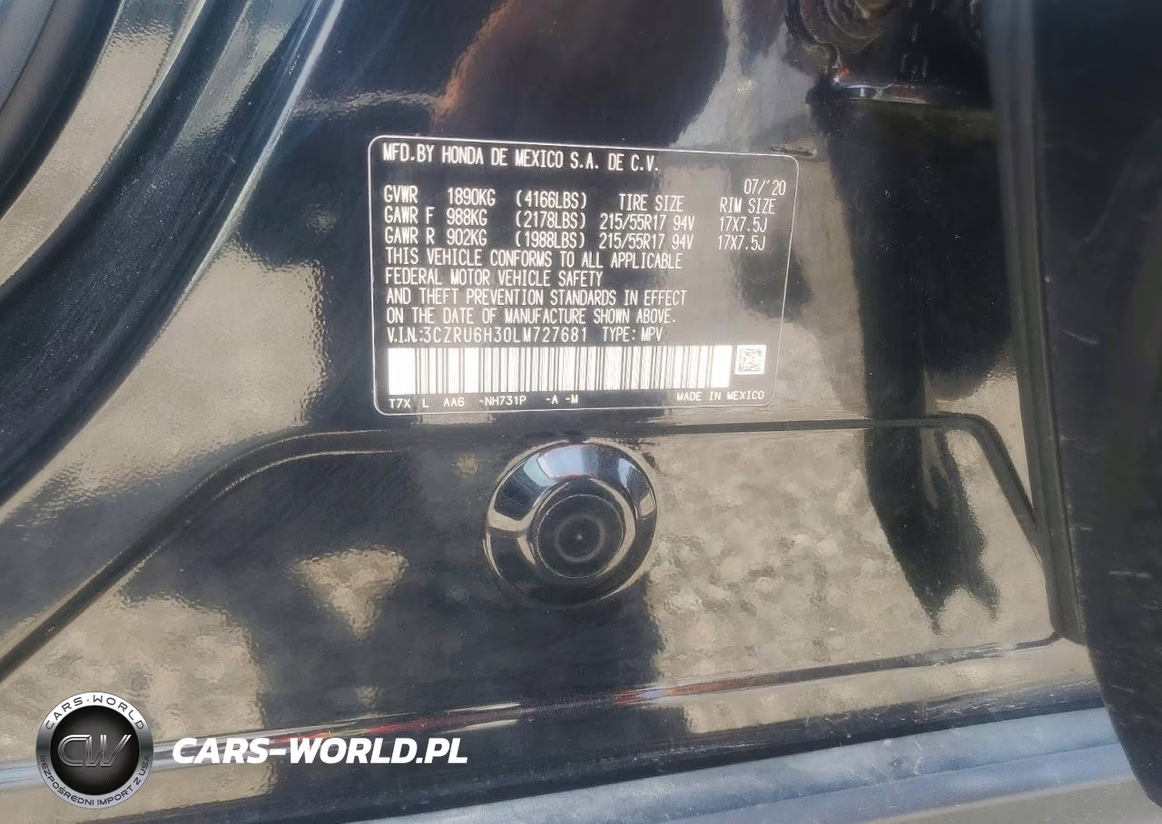 2020 Honda Hr-V Awd Lx VIN:3CZRU6H30LM727681 - 12