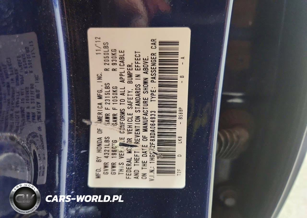 2013 Honda Accord Exl VIN:1HGCR2F8XDA064933 - 12
