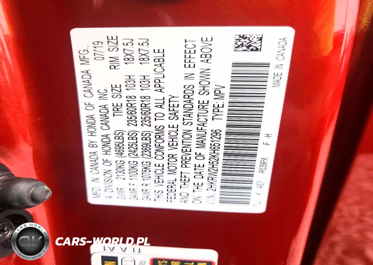 2019 Honda Cr-V Ex VIN:2HKRW2H52KH651296 - 13