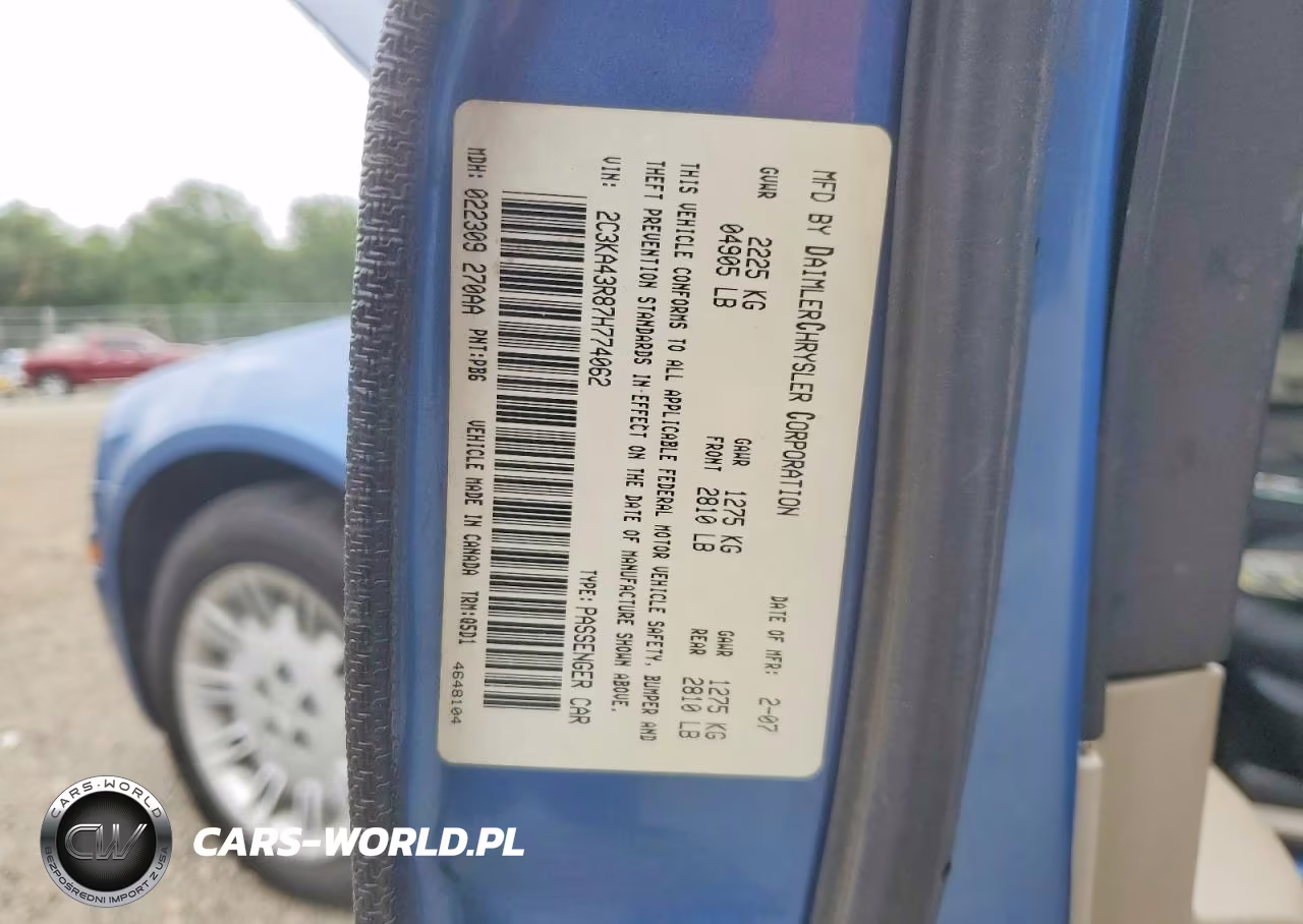 2007 Chrysler 300 VIN:2C3KA43R87H774062 - 12