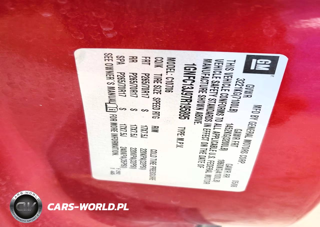 2007 Chevrolet Tahoe C1500 VIN:1GNFC13J97R195895 - 13