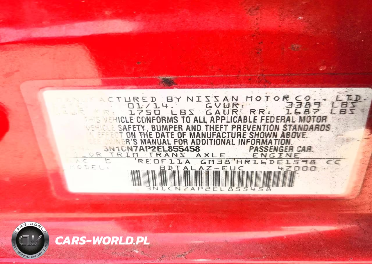 2014 Nissan Versa 1.6 S Plus VIN:3N1CN7AP2EL855458 - 12