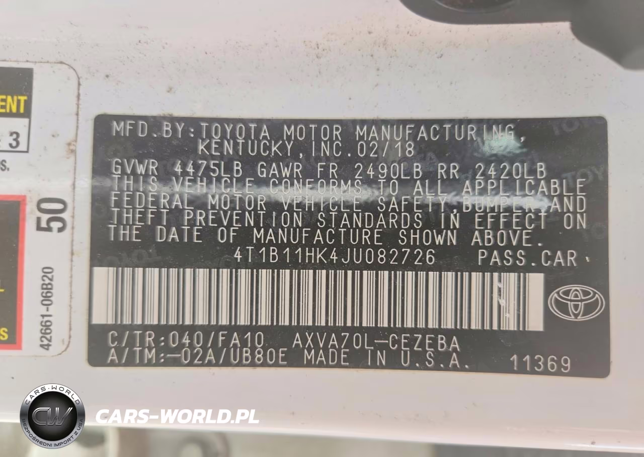2018 Toyota Camry L VIN:4T1B11HK4JU082726 - 12