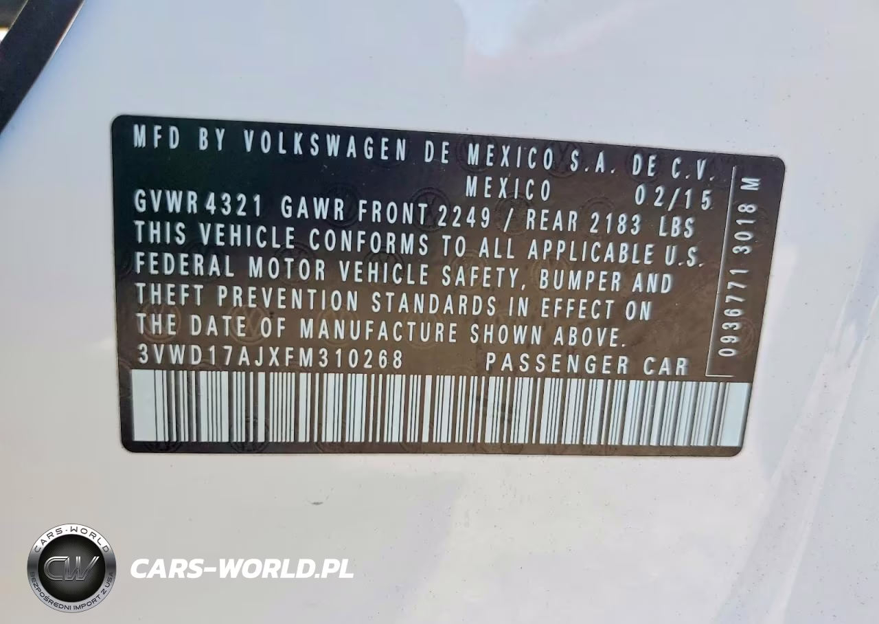 2015 Volkswagen Jetta Se VIN:3VWD17AJXFM310268 - 12