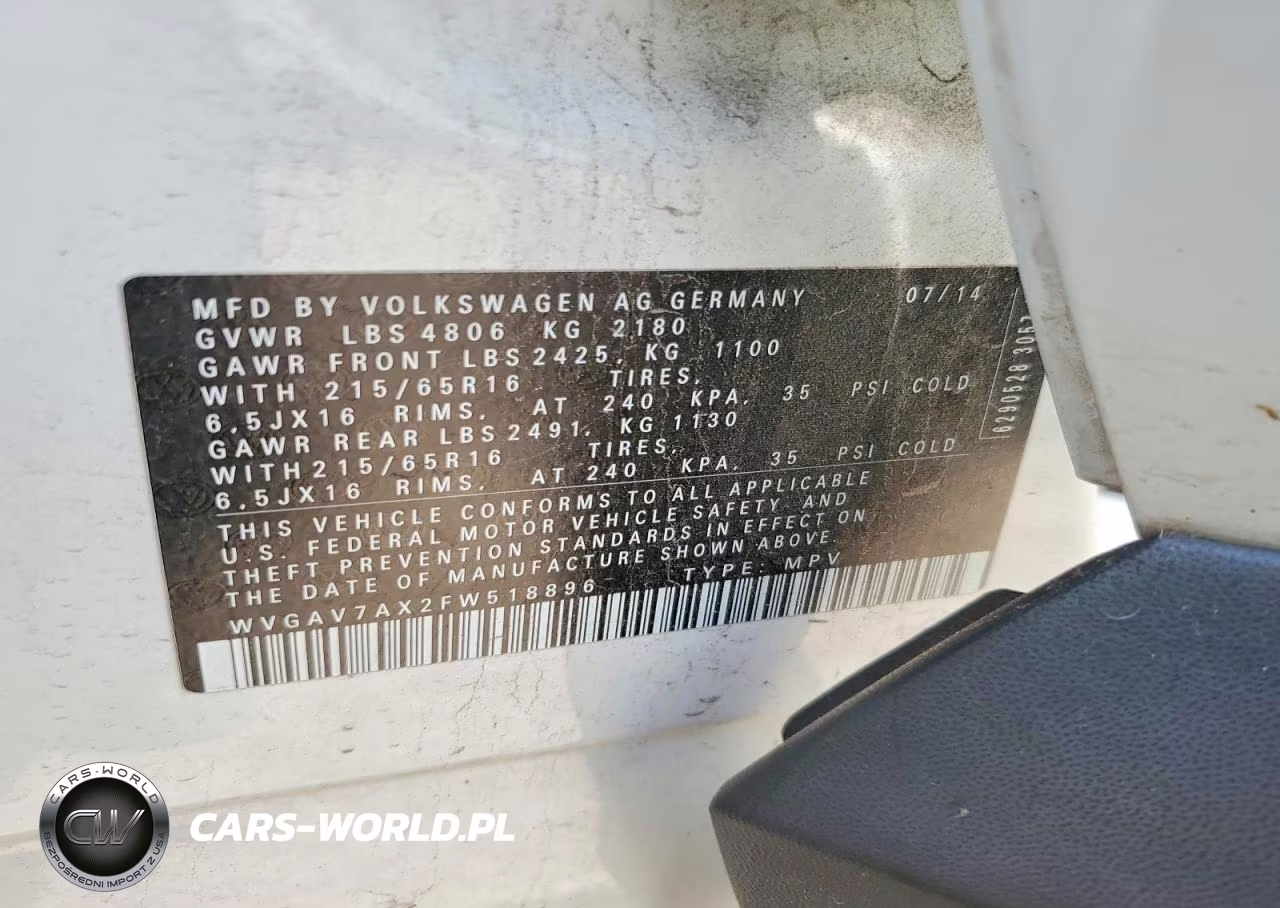 2015 Volkswagen Tiguan S VIN:WVGAV7AX2FW518896 - 13